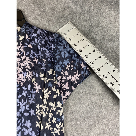 BCBGMAXAZRIA Blouse Womens Medium Purple Pink 100% Silk Floral Wrap Around - Picture 6 of 11